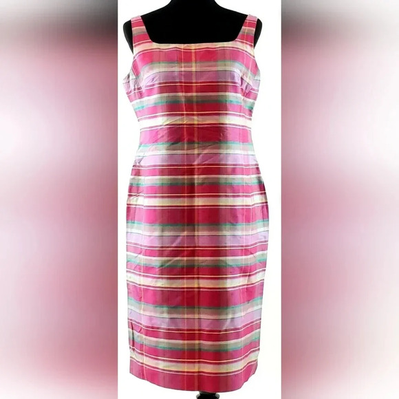 Lauren Ralph Lauren Black Label 100% Silk Plaid SS Dress in Sz 8 - Picture 4 of 12